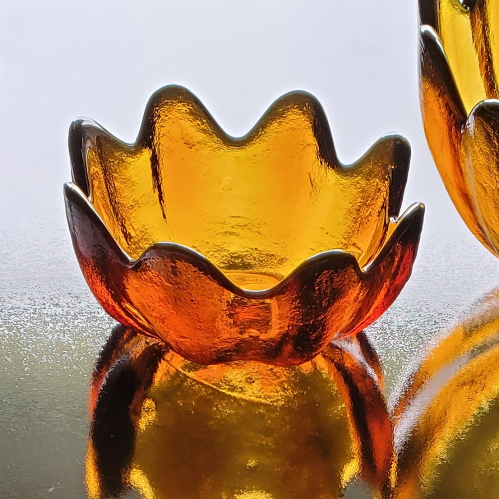 Pair Blenko 10.5" & 5.5" Amber Bowls SAVE $$$ w/ POSH Shipping - Picture 7 of 11